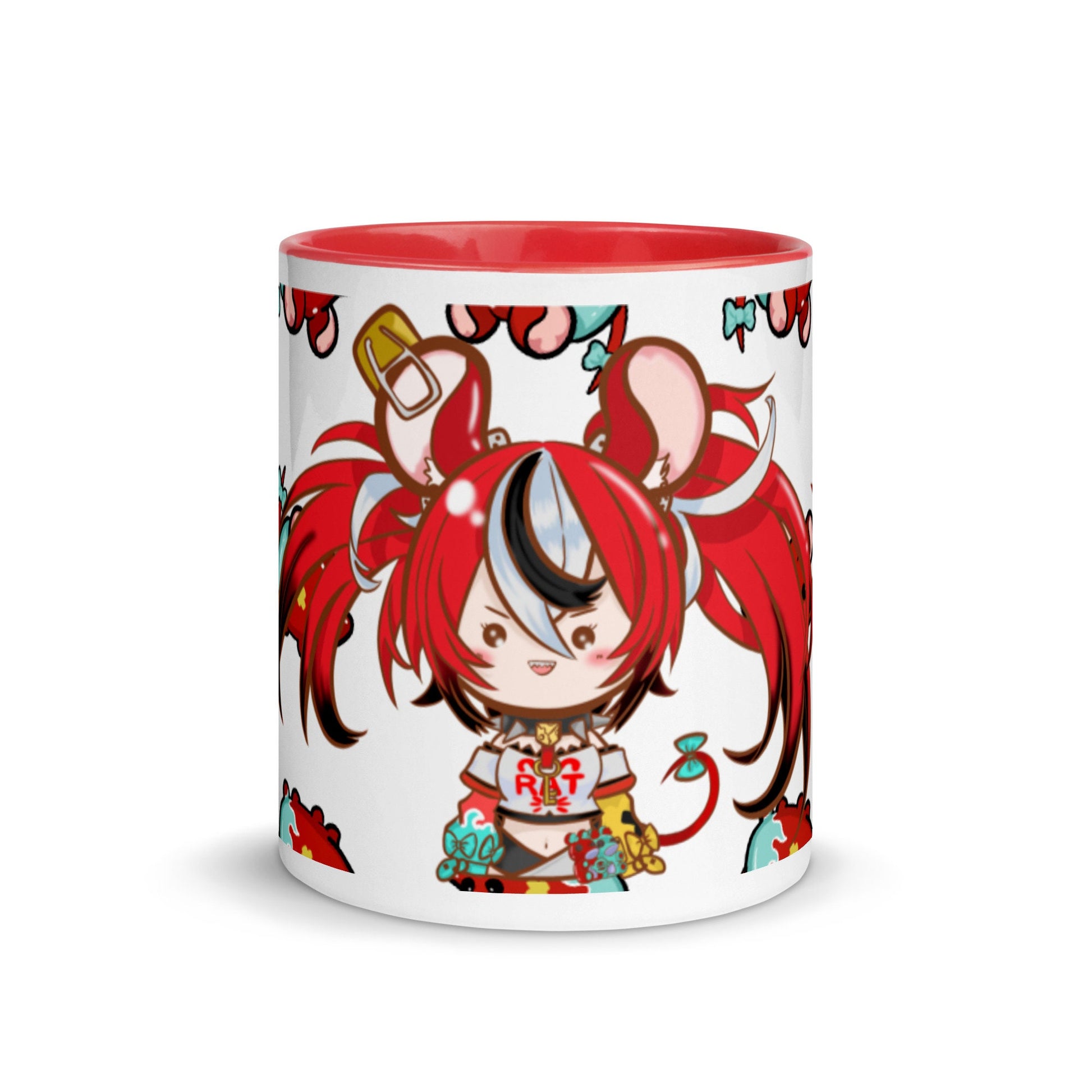 Hololive Hakos Baelz Hololive Holocouncil Fan art made Mug with Red Color Inside | Vtuber Merch