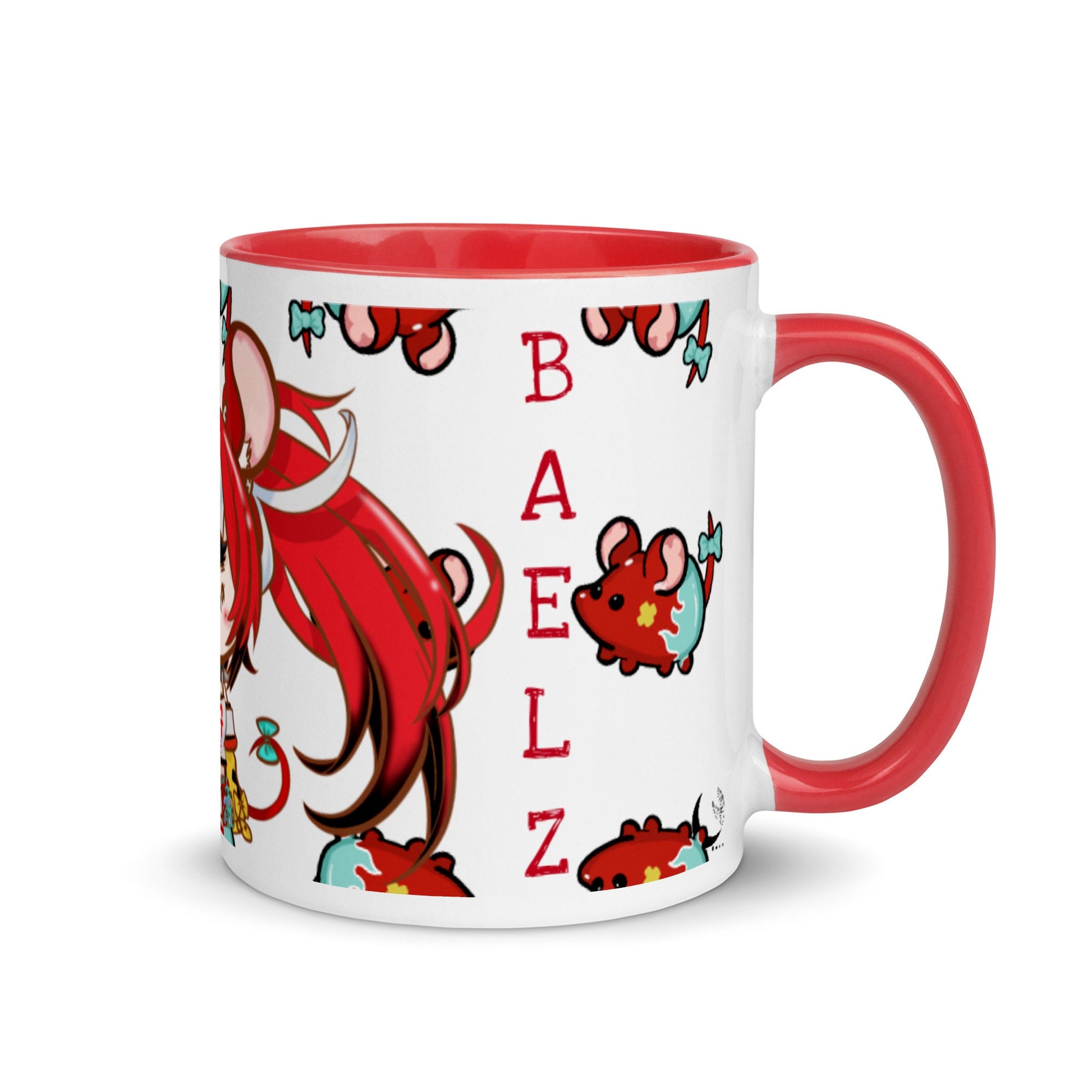 Hololive Hakos Baelz Hololive Holocouncil Fan art made Mug with Red Color Inside | Vtuber Merch