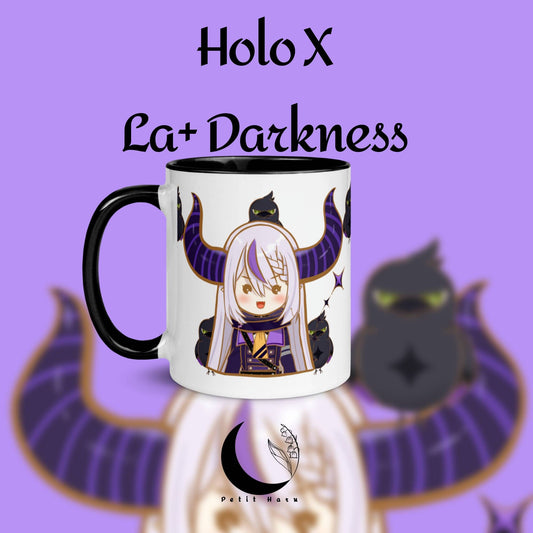 Hololive La+ Darkness (Laplus) Holo X Fan Made Mug with Black Color Inside