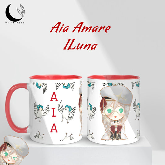 Aia Amare Nijisanji EN ILuna Red Two-Tone Coffee Mugs, 11oz & 15oz