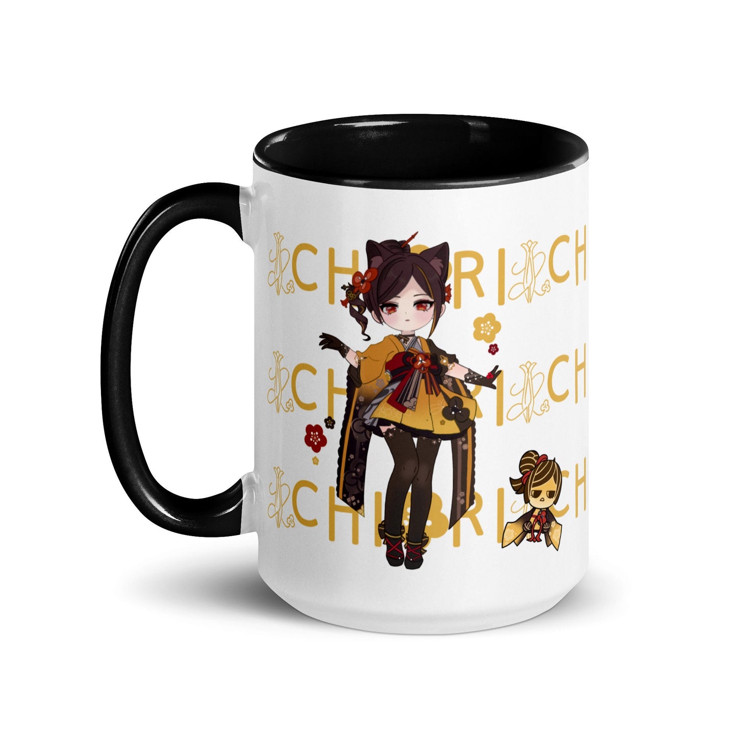 Chiori Genshin Impact Inazuma Mug with Gold Yellow and Black Color Inside | 11oz & 15oz