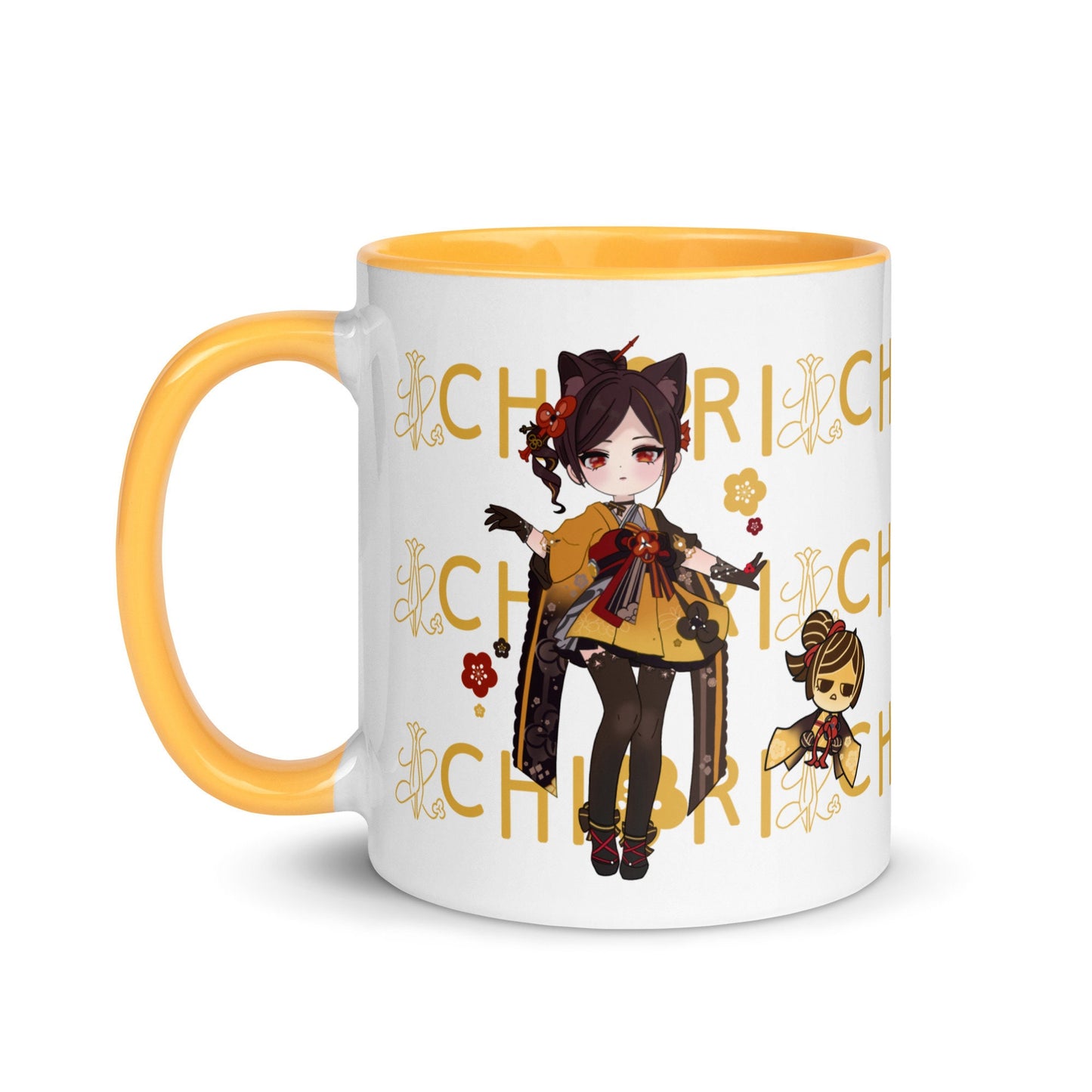 Chiori Genshin Impact Inazuma Mug with Gold Yellow and Black Color Inside | 11oz & 15oz