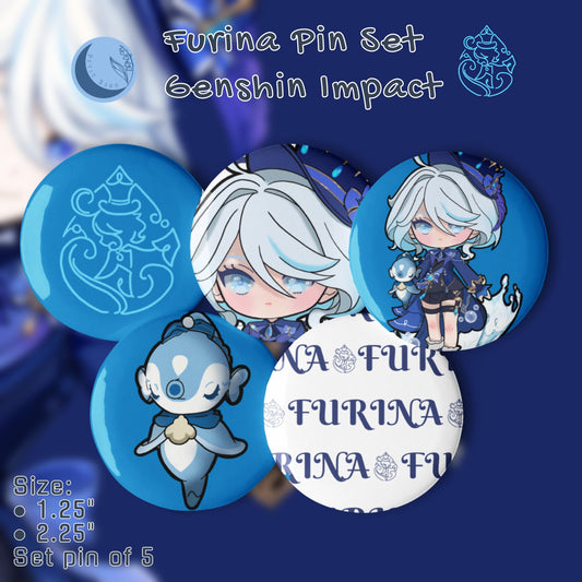 Furina Genshin Impact Fanart Theme Set of pin buttons