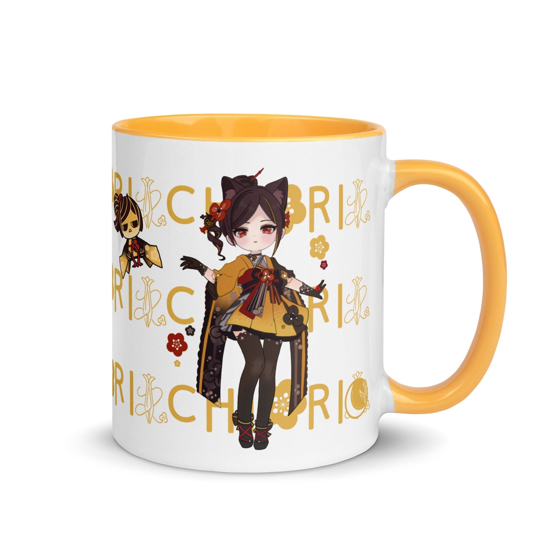 Chiori Genshin Impact Inazuma Mug with Gold Yellow and Black Color Inside | 11oz & 15oz