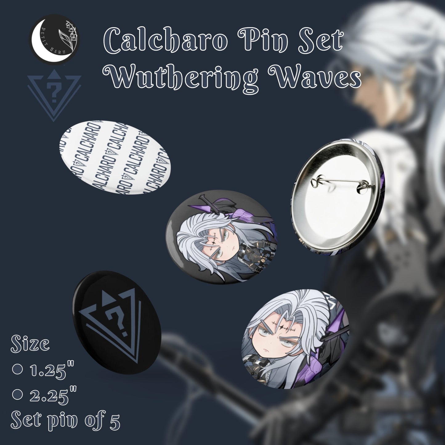 Calcharo Wuthering Waves Fanart Set of 5 pin buttons