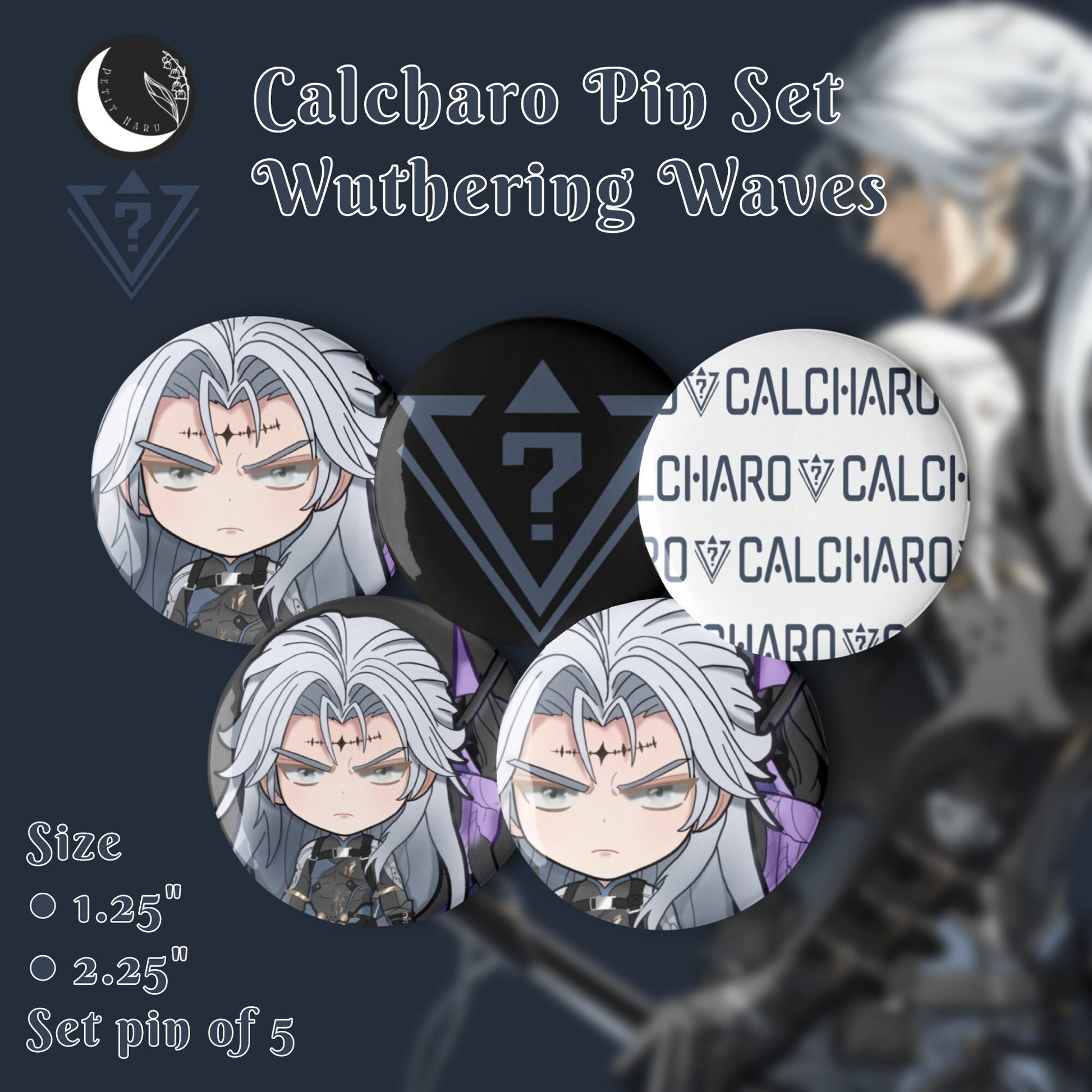 Calcharo Wuthering Waves Fanart Set of 5 pin buttons