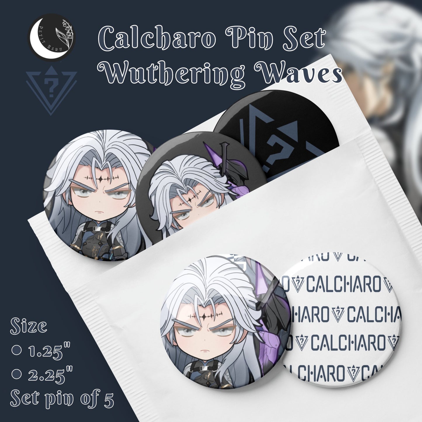 Calcharo Wuthering Waves Fanart Set of 5 pin buttons