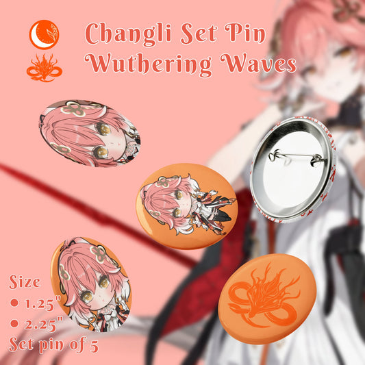 Changli Wuthering Waves Fanart Set of 5 pin buttons