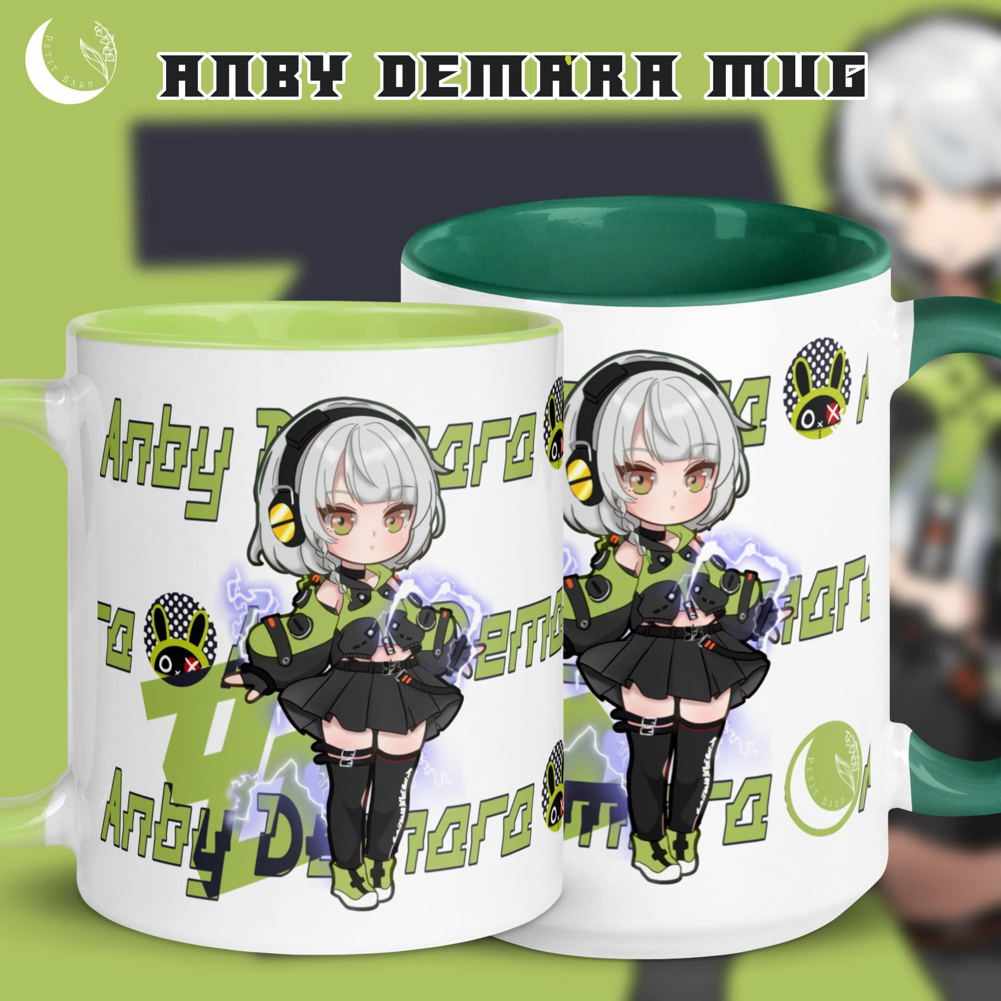 Anby Demara ZZZ Fanart Mug with Light and Dark Green Color Inside