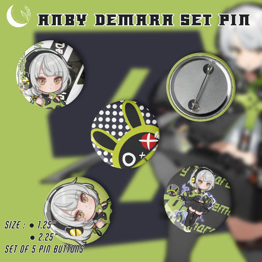 Anby Demara ZZZ Zenless Zone Zero Set of 5 pin buttons