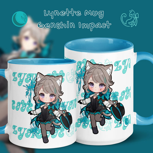 Lynette Genshin Impact Fanart Mug with Light Blue Color Inside