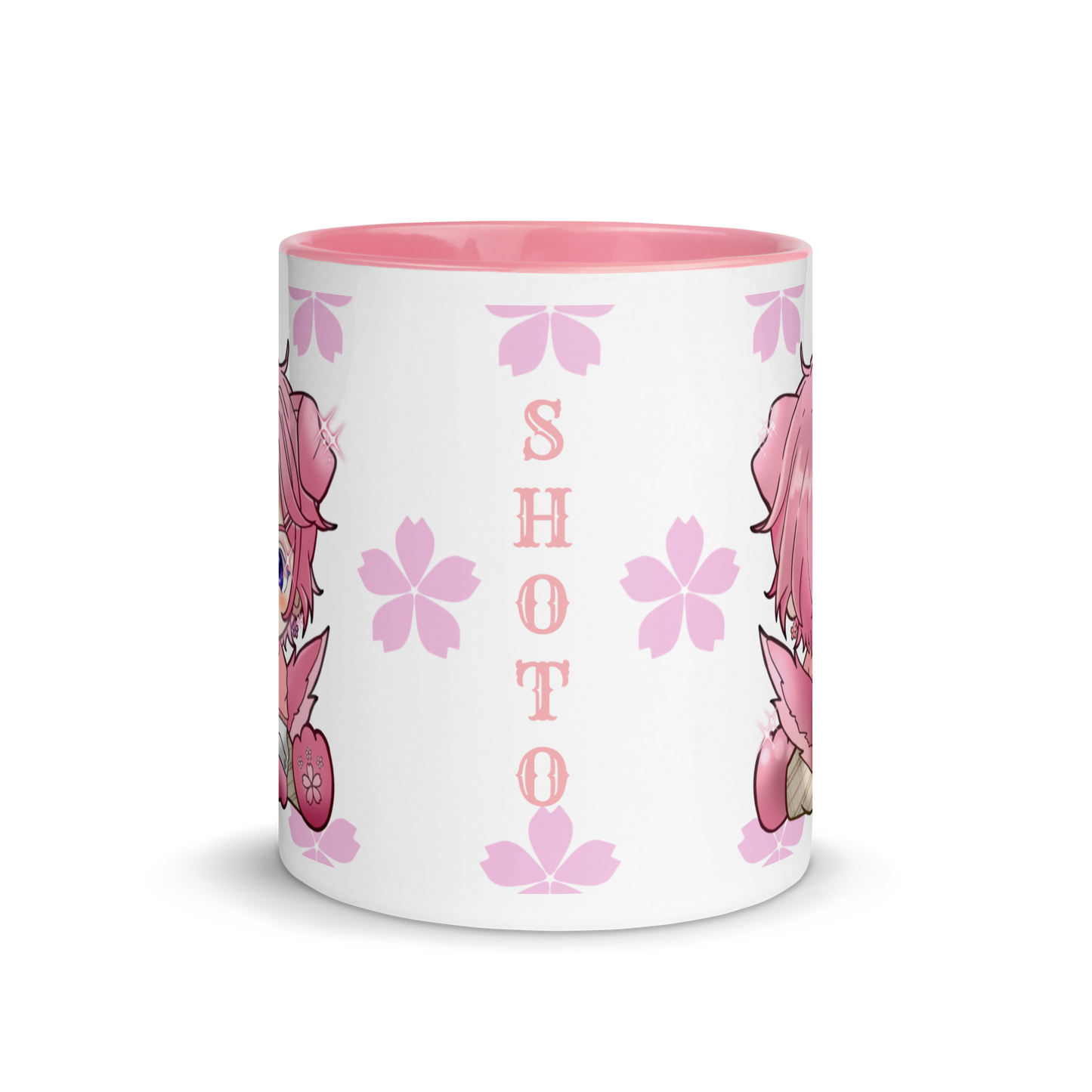 Taza hecha por fans de Shxtou Shoto Guildies con color azul oscuro y rosa en el interior