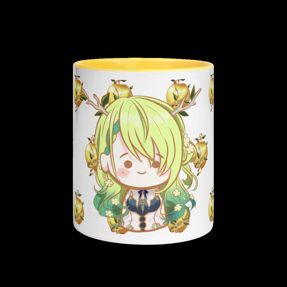 Hololive Ceres Fauna fan made Mug with Yellow and Pink Color Inside, 11oz & 15oz | Vtuber Merch