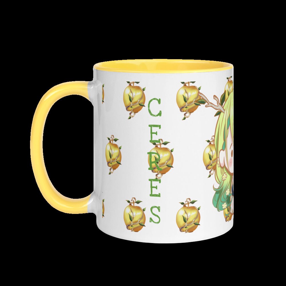 Hololive Ceres Fauna fan made Mug with Yellow and Pink Color Inside, 11oz & 15oz | Vtuber Merch