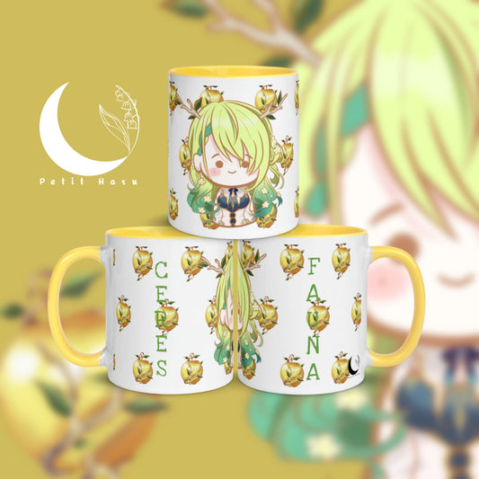 Hololive Ceres Fauna fan made Mug with Yellow and Pink Color Inside, 11oz & 15oz | Vtuber Merch