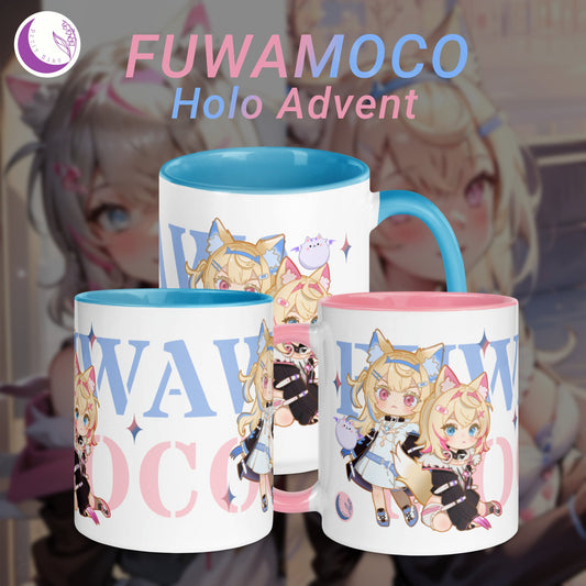 Fuwawa Mococo Abyssgard Fuwamoco Mug with Pink and Blue Color Inside, 11oz & 15oz