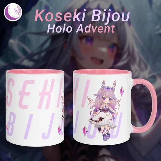 Koseki Bijou Biboo Mug with Pink Color Inside Hololive EN Holo Advent Fan Made Merch